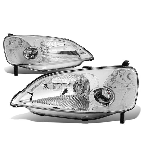 2001-2003 Honda Civic DX EX GX HX LX Chrome/Clear Corner Headlight Headlamps