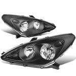 02-03 Lexus ES300 2004 ES330 Pair Black Housing Clear Side Headlight Lamps