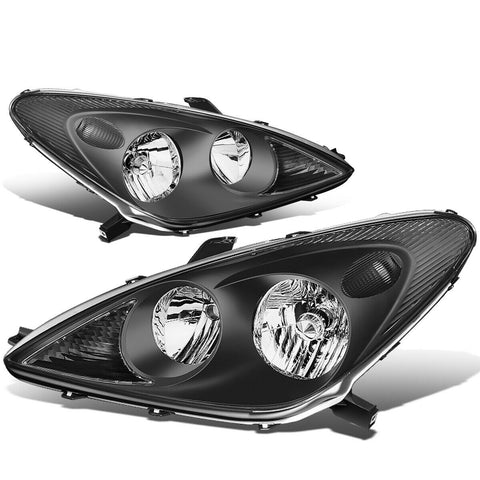 02-03 Lexus ES300 2004 ES330 Pair Black Housing Clear Side Headlight Lamps