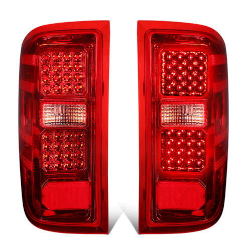 2014-2019 Silverado Sierra 1500 2500 Full LED Tail Brake Light Lamps Set Red