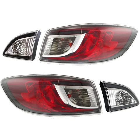 Tail Light For 2010-2013 Mazda 3 Driver and Passenger Side Inner and Outer