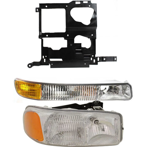 Headlight Kit For 99-2002 GMC Sierra 1500 Sierra 2500 Right 3Pc