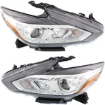 Headlight Set For 2016-2018 Nissan Altima Left and Right Chrome Housing CAPA 2Pc