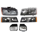 [6PC] 2003-2006 Chevy Silverado Headlights+Bumper Signal Lamp+Driving Fog Lights