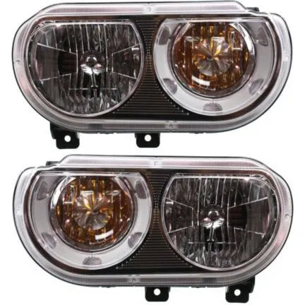 CAPA Halogen Headlight Set Left and Right For 2009-2014 Dodge Challenger