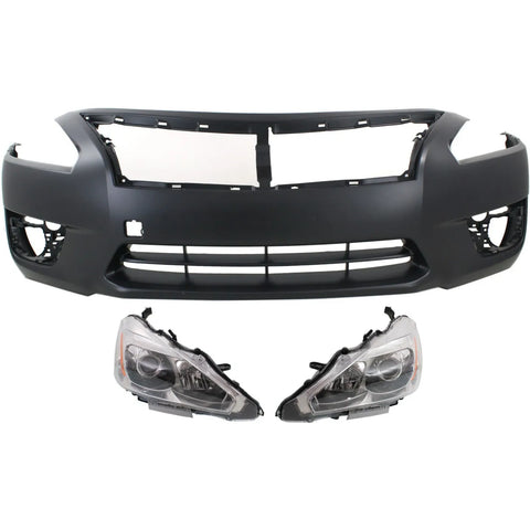 Headlight Kit For 2013-2015 Nissan Altima Left and Right Side with Bumper Cover