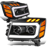 05-07 Armada/ -15 Titan LED DRL+Signal Projector Headlight Lamp Black Amber