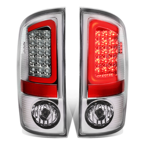 2007-2009 Dodge Ram 1500 2500 Red LED Tube Bar Tail Brake Light Lamps Chrome