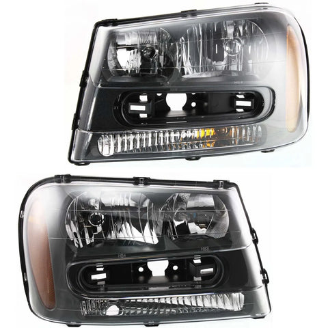 Halogen Headlight Set For 2002-2009 Chevy Trailblazer w/ Bulb(s) Pair CAPA