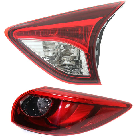 Tail Light Set For 2016 Mazda CX-5 Right Inner and Outer Red Lens Halogen/LED