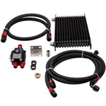 Engine Thermostat Adaptor Set 15Row 10AN Oil Cooler Adaptor with Oil Lines Kit