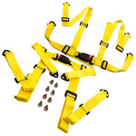 Pair Universal 4 Point Buckle Racing Seat Belt Safety Harness w/ Buckle Yellow