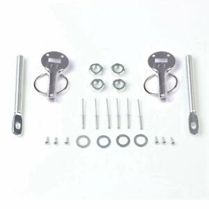 Siliver Mount Bonnet Hood Pin Lock Latch Kit Universal Racing Sport Car Alloy