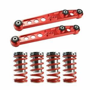 1-4" Coilover Lowering Springs Rear Lower Control Arm Red For 88-91 Honda Civic