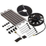 6 Row Oil Cooler & 7" Cooling Fan Kit 10 Blades Radiator Transmission Universal