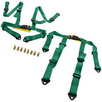 Pair Universal 4 Point Buckle Racing Seat Belt Safety Harness w/ Buckle Green