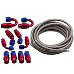 AN6 20FT Braided Stainless Steel Feed/Return Hose + Oil/Gas/Fuel 10 Fittings Kit