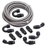 AN10 10AN Braided Steel PTFE Fuel Hose 20FT/6M & Swivel Fitting Kit